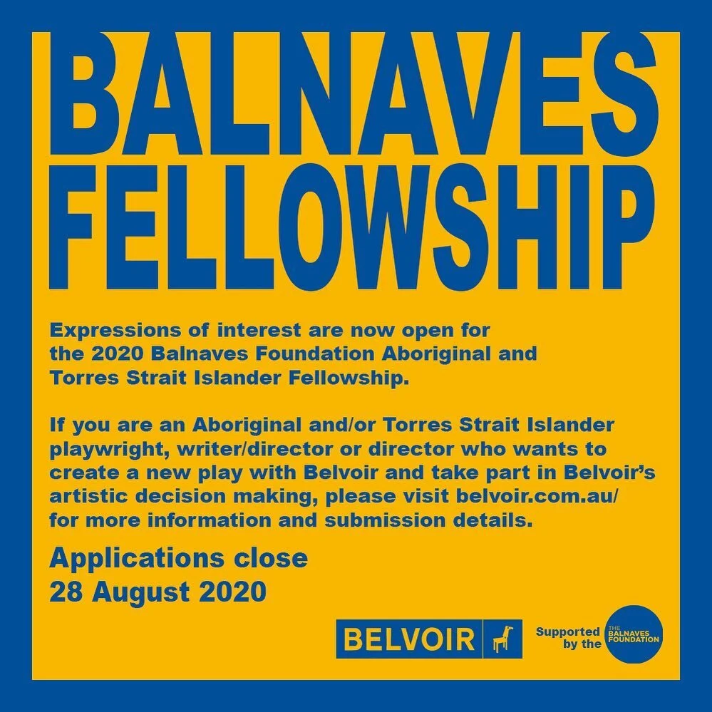 A great opportunity from our friends at @belvoirst and the Balnaves Foundation, applications are now open for the 2020 Balnaves Foundation Aboriginal and Torres Strait Islander Fellowship.