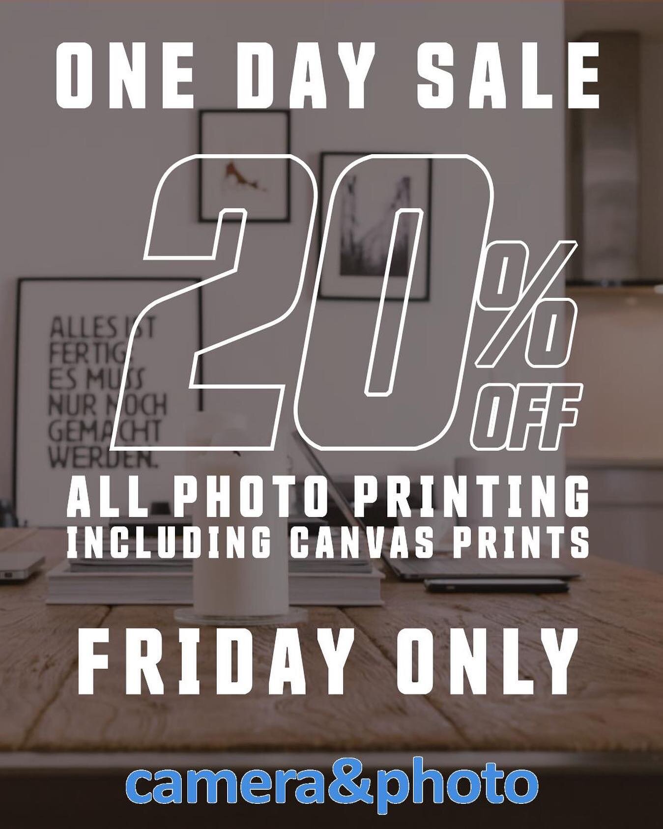 ❤️ A BARGAIN.
20% off ALL PHOTO PRINTING.
Friday only. Includes canvas prints!!!
Load up.
#print #printmaking #canvas #photographer #photography #bellarine #surfcoast