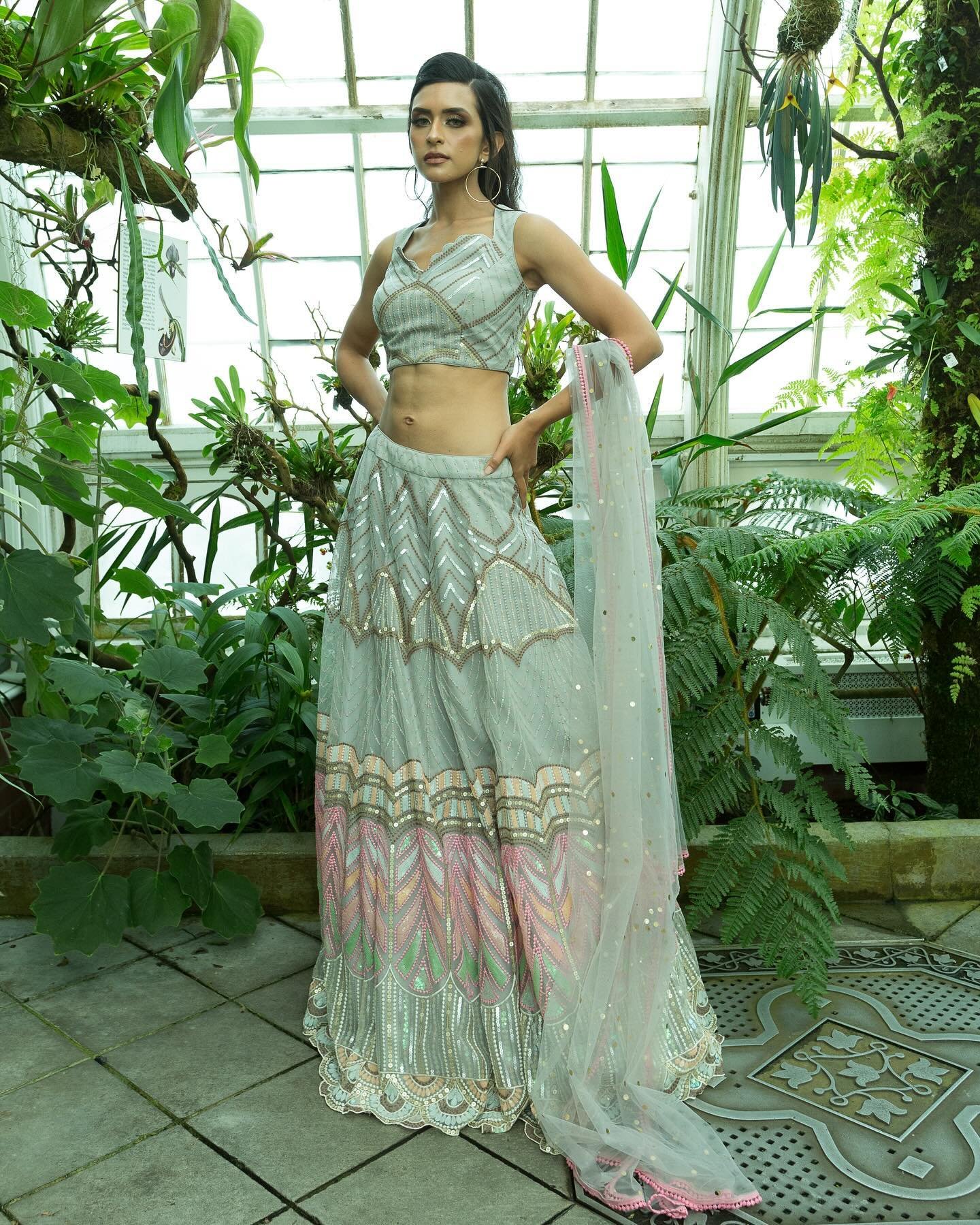 Still one of our favorite steel grey lehenga sets with pops of 🦄vibrant pastels!

@aakriti.sachdev 
@alxmmphoto