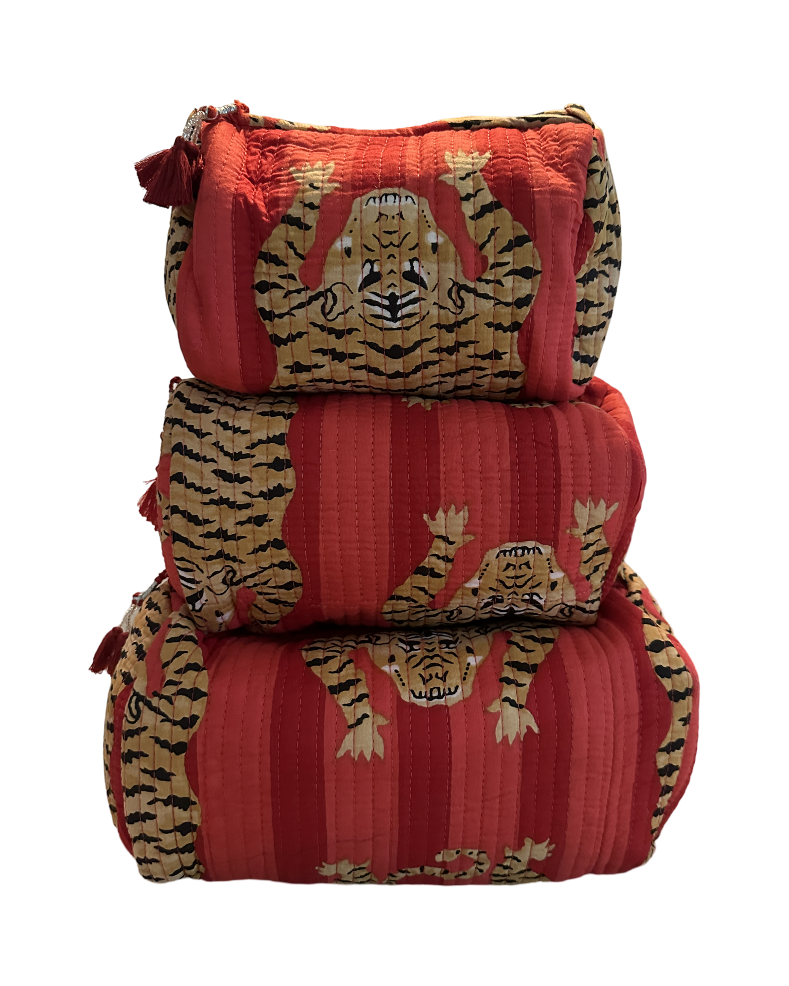 Quilted Toiletry Pouch Set Tiger 8