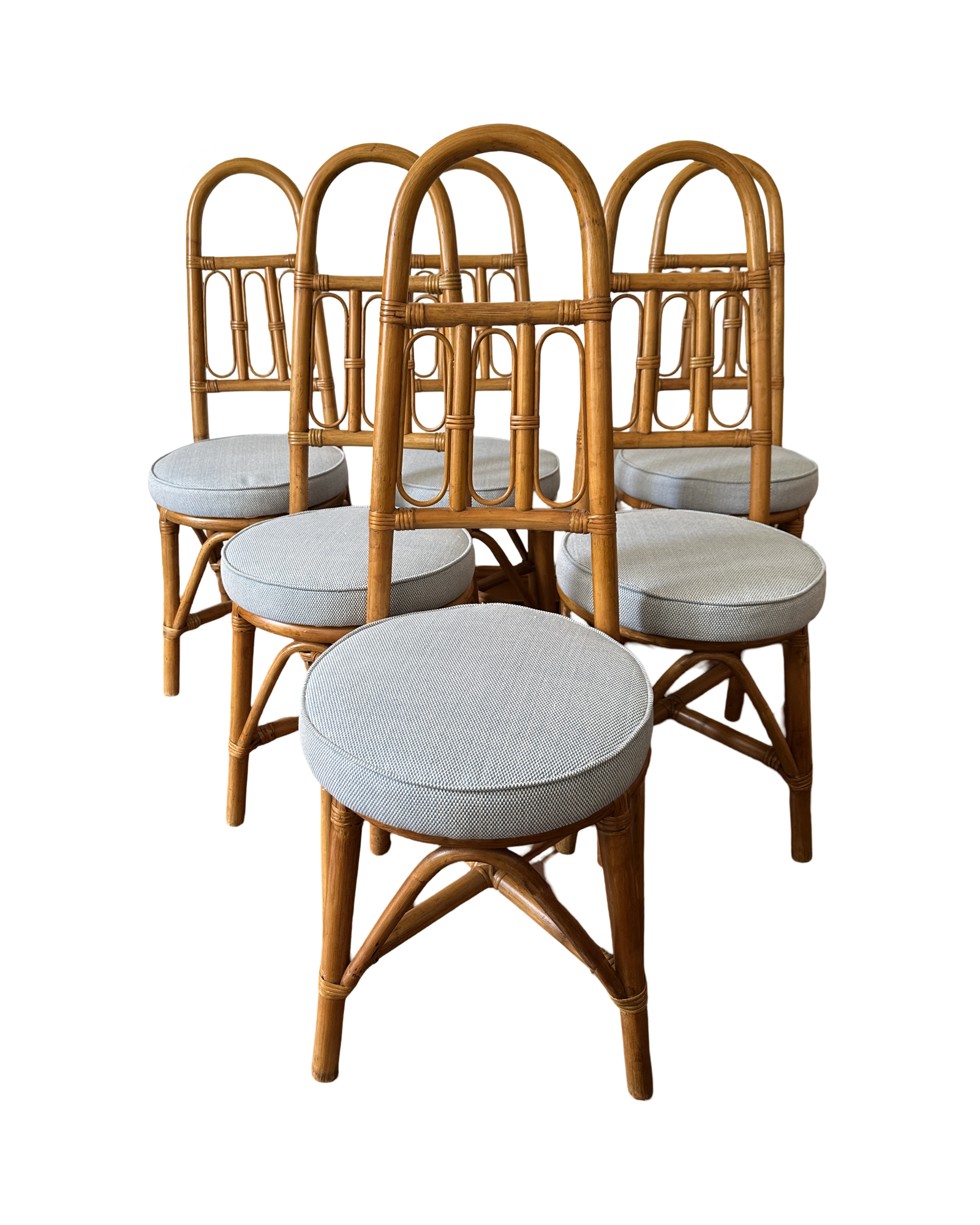 1960 Set Of 6 Italian Bonachina Style Bamboo Chairs