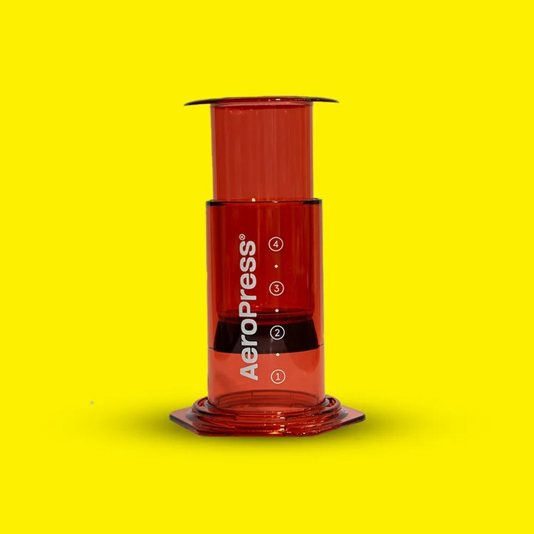 Red AeroPress coffee maker