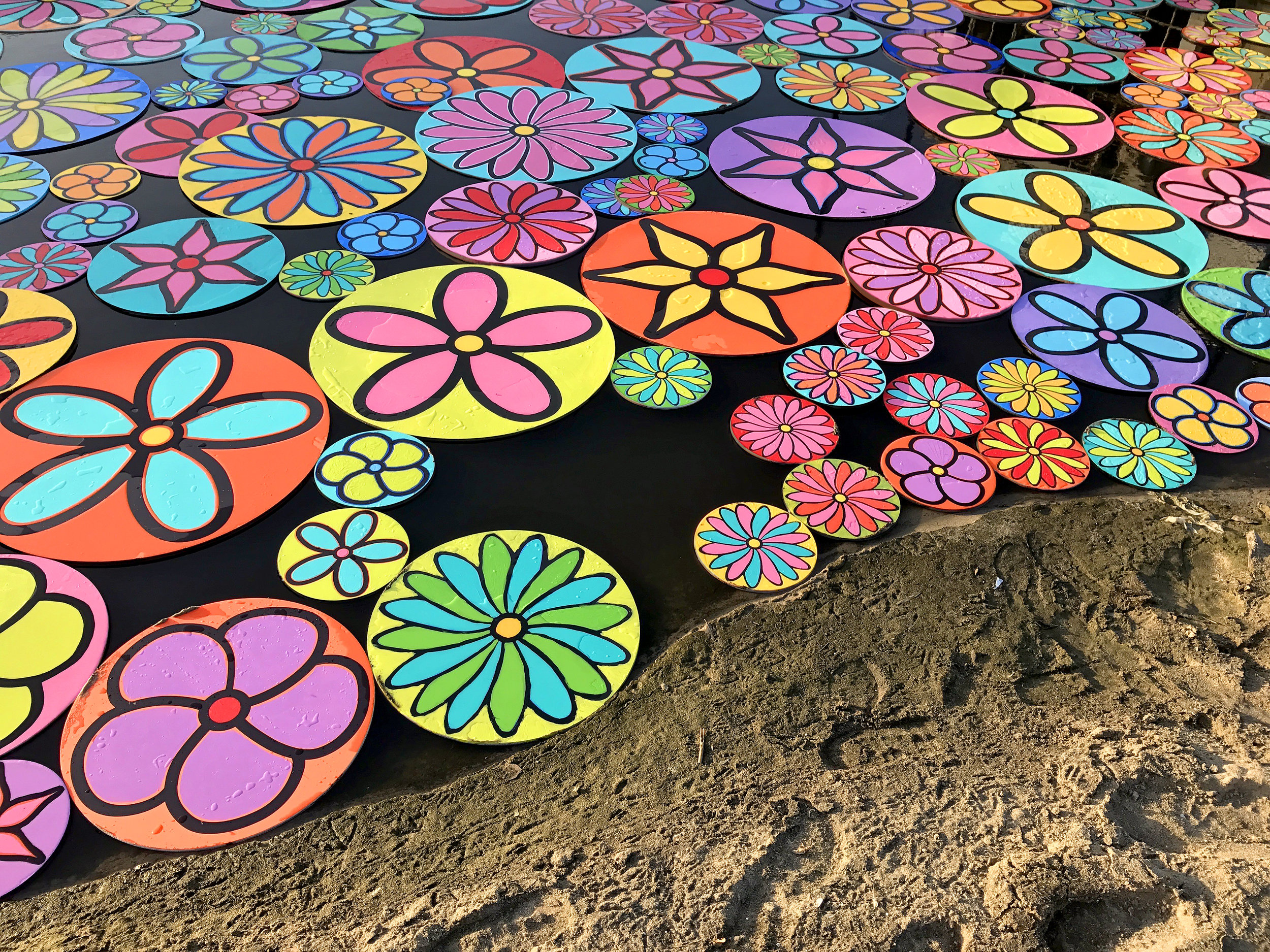 Painted Disks Study at Storm Drain Outlet, Venice Beach, CA, 2017