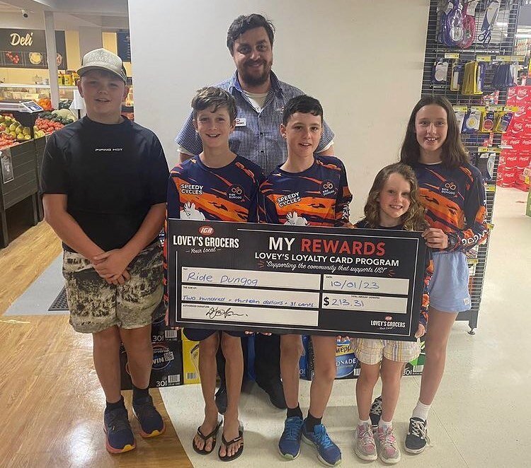 @loveysgrocersigadungog has been a huge supporter of Ride Dungog &amp; we are very thankful for their ongoing support through their loyalty awards program. 

A few of our younger riders had the opportunity to collect a very generous cheque, which wil