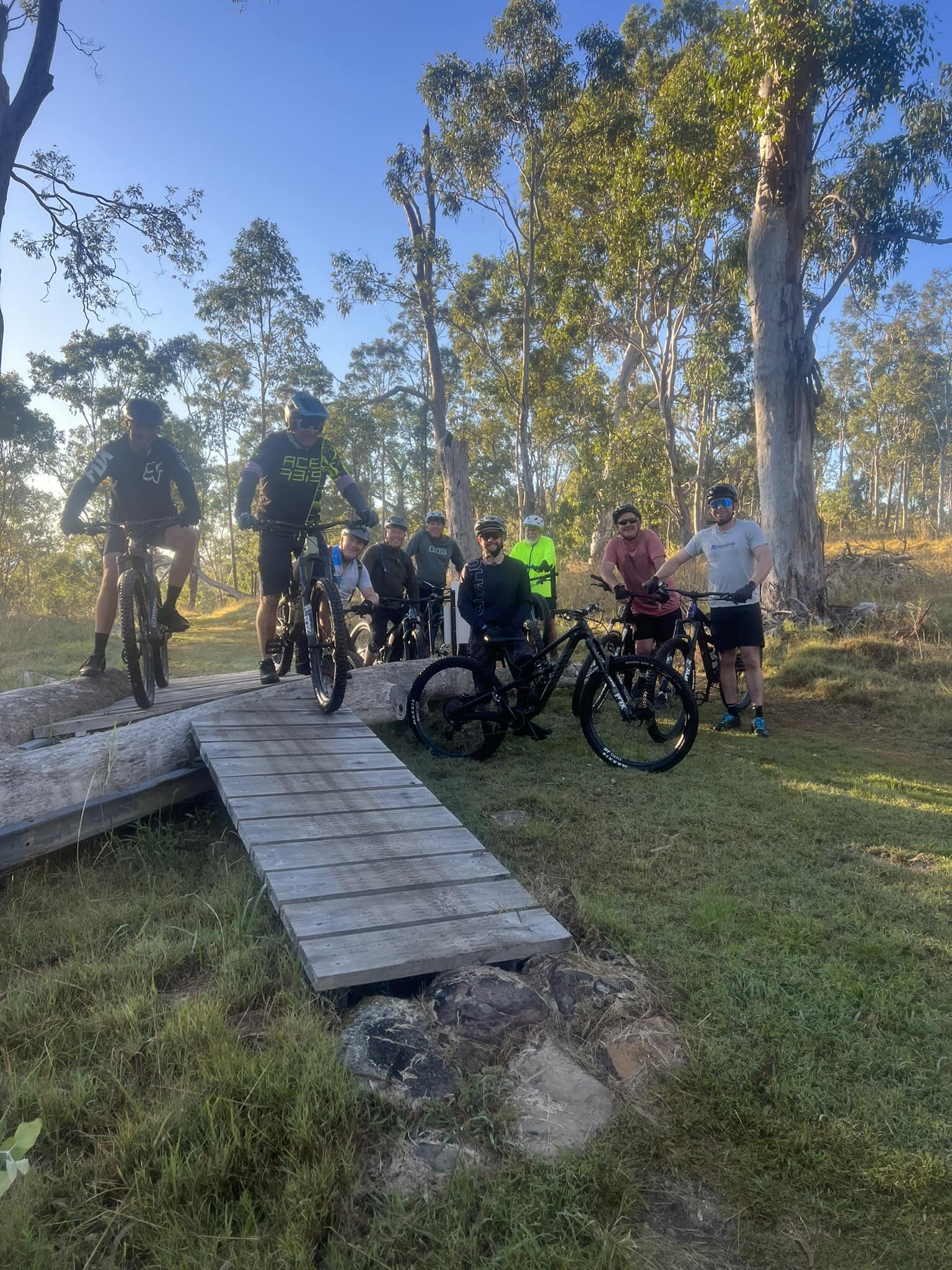 Ten starters for the Satdy Social, on a frosty morning in Dungog. The sunshine has arrived and the tracks are perfect, including some repairs to Rifle Range, which was great this morning,  and will only improve with some bikes over it. Thanks  to Jos