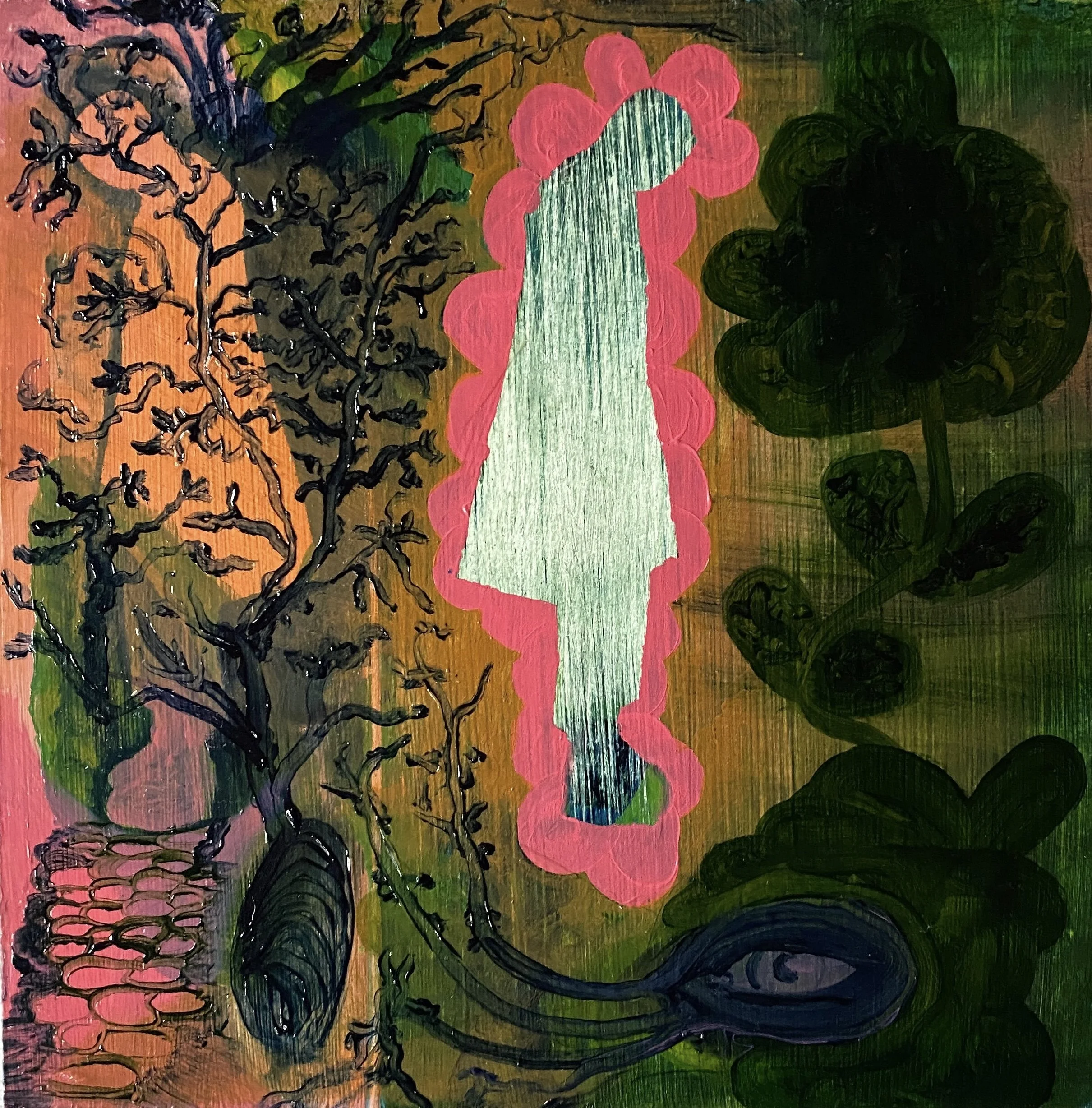 Grafted to a fruitless garden
Oil on board
2025