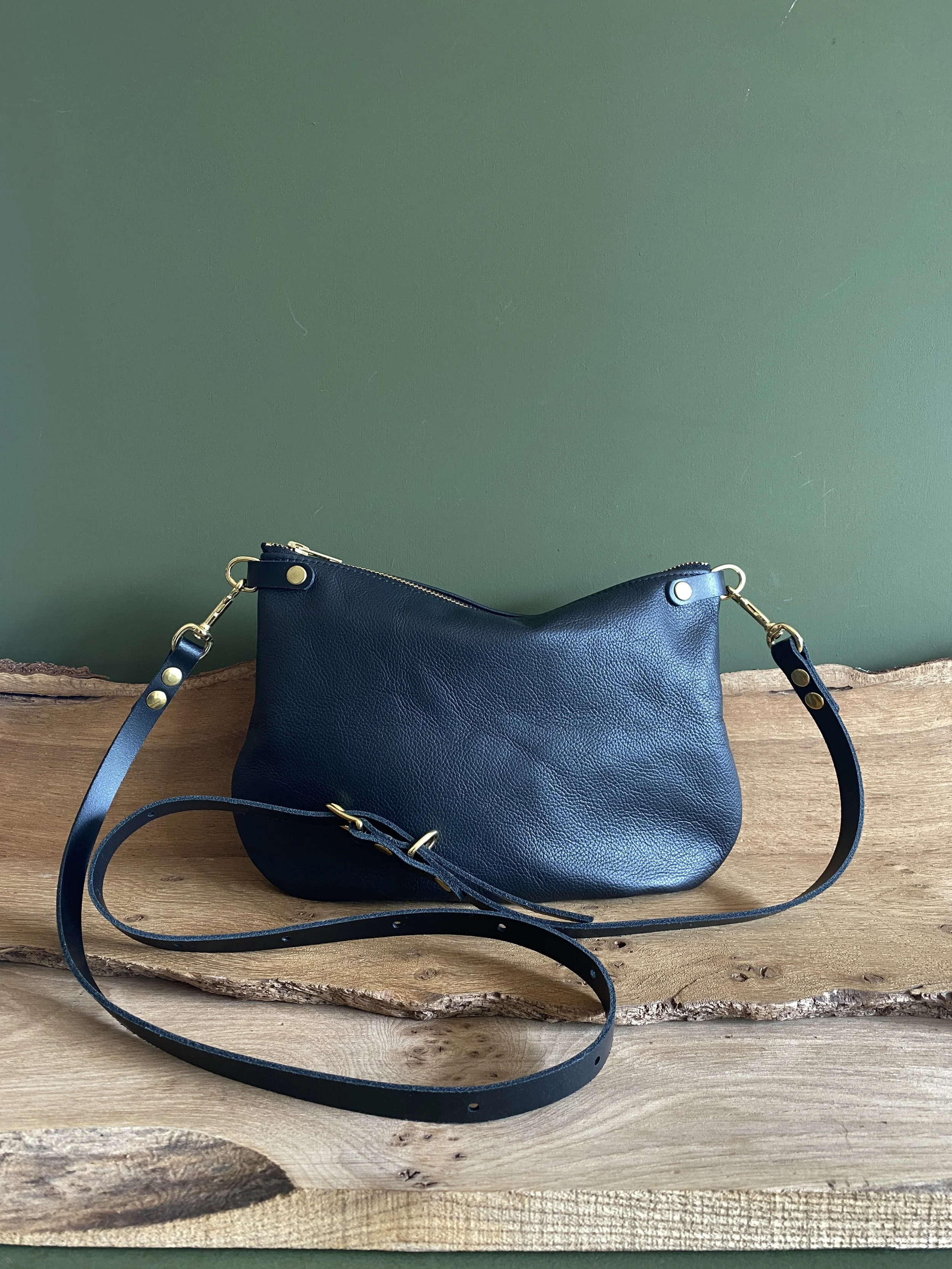 ISLA - black leather crossbody bag - DAY Bag size