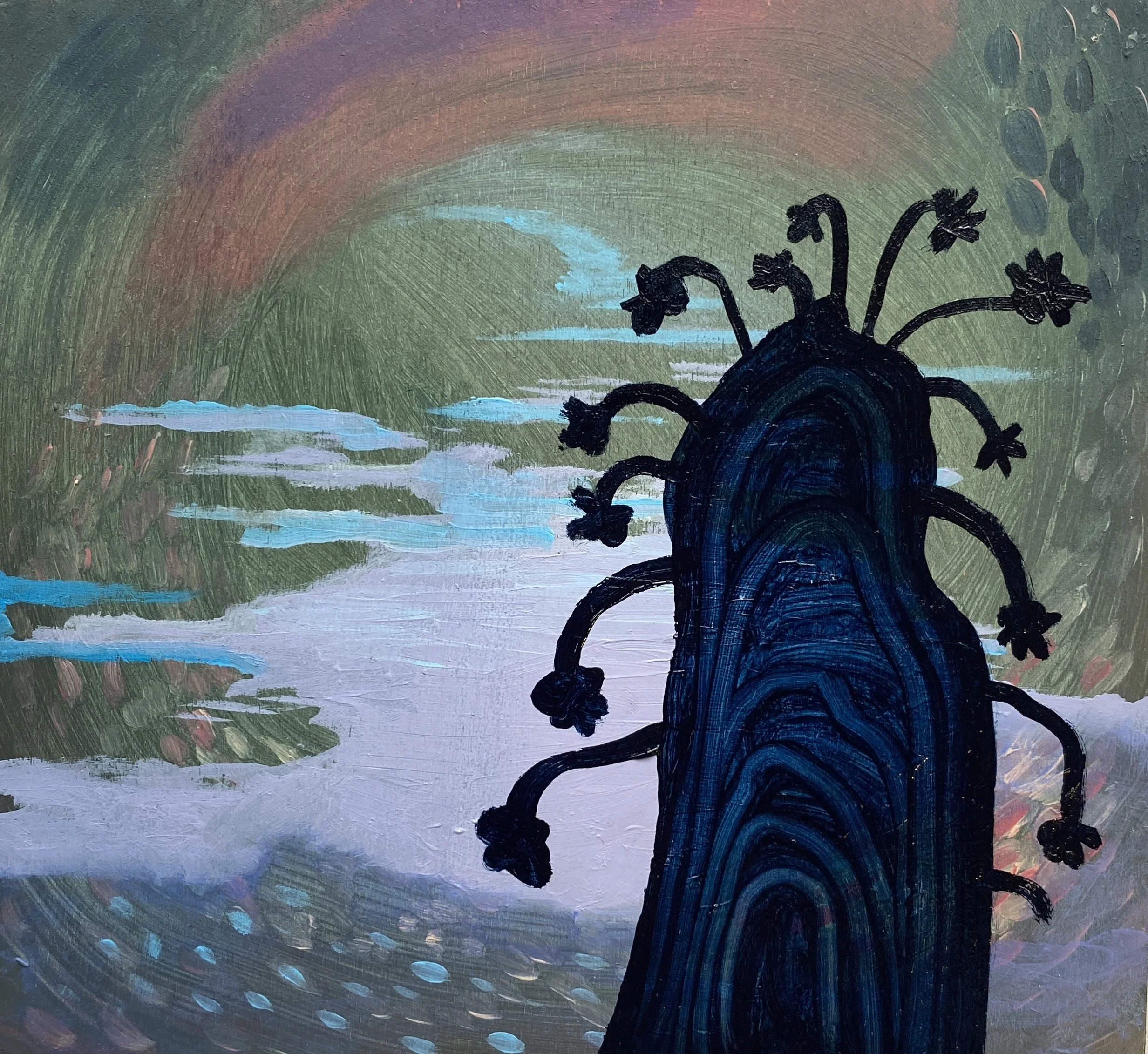 The mountain of sadness flowers
oil on board 
2025