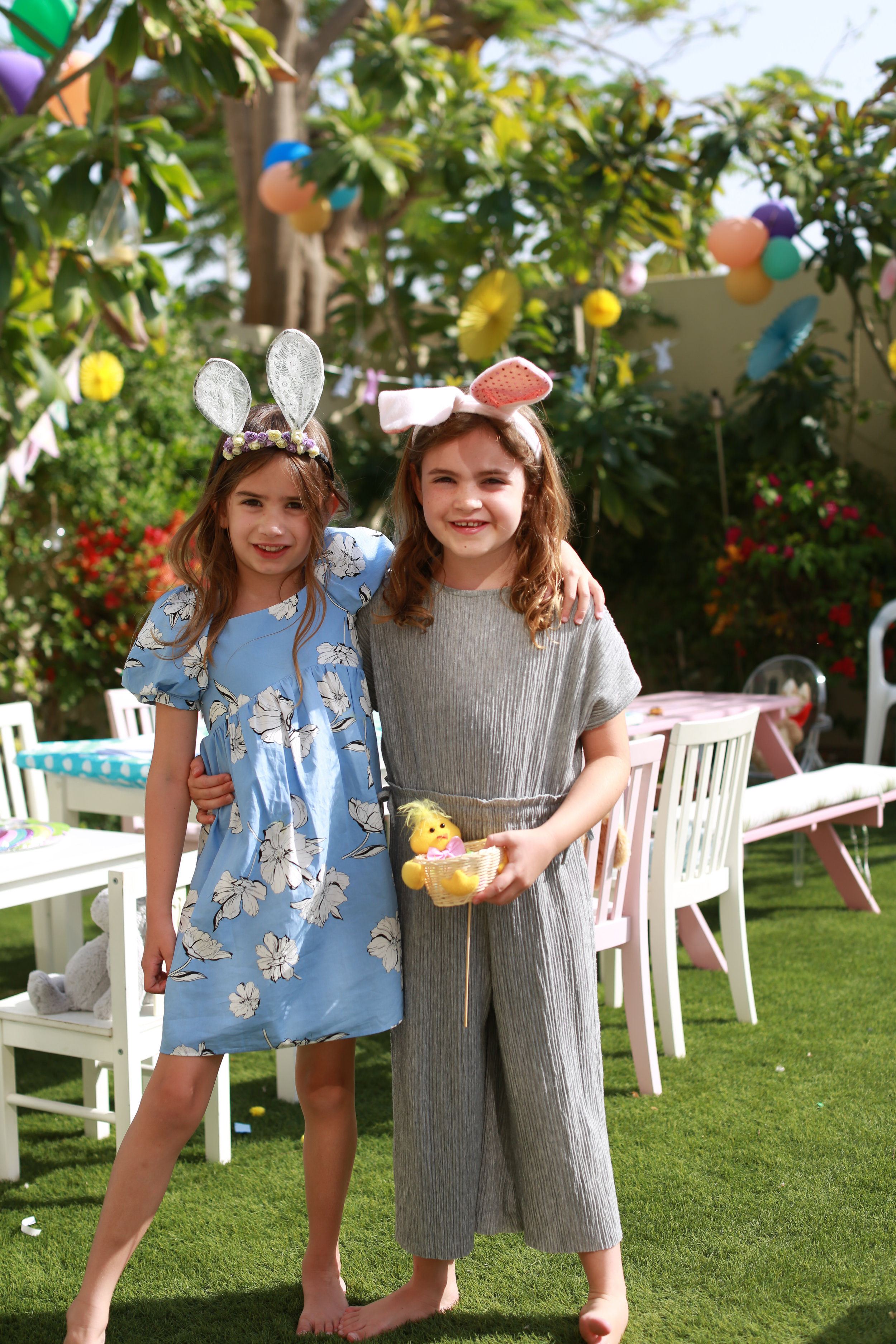 Leo and her friend Isla giving good bunny