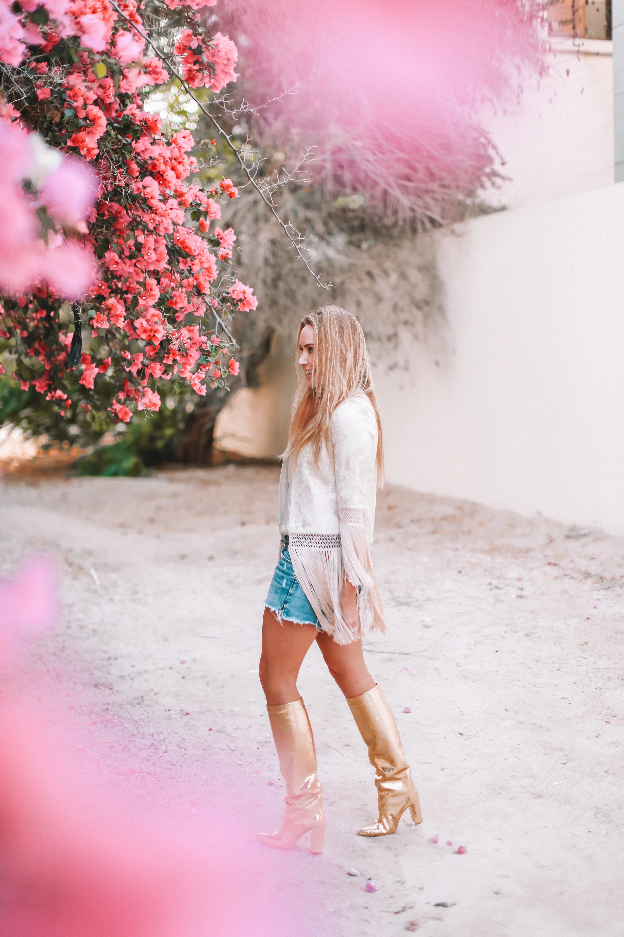 gold knee boots