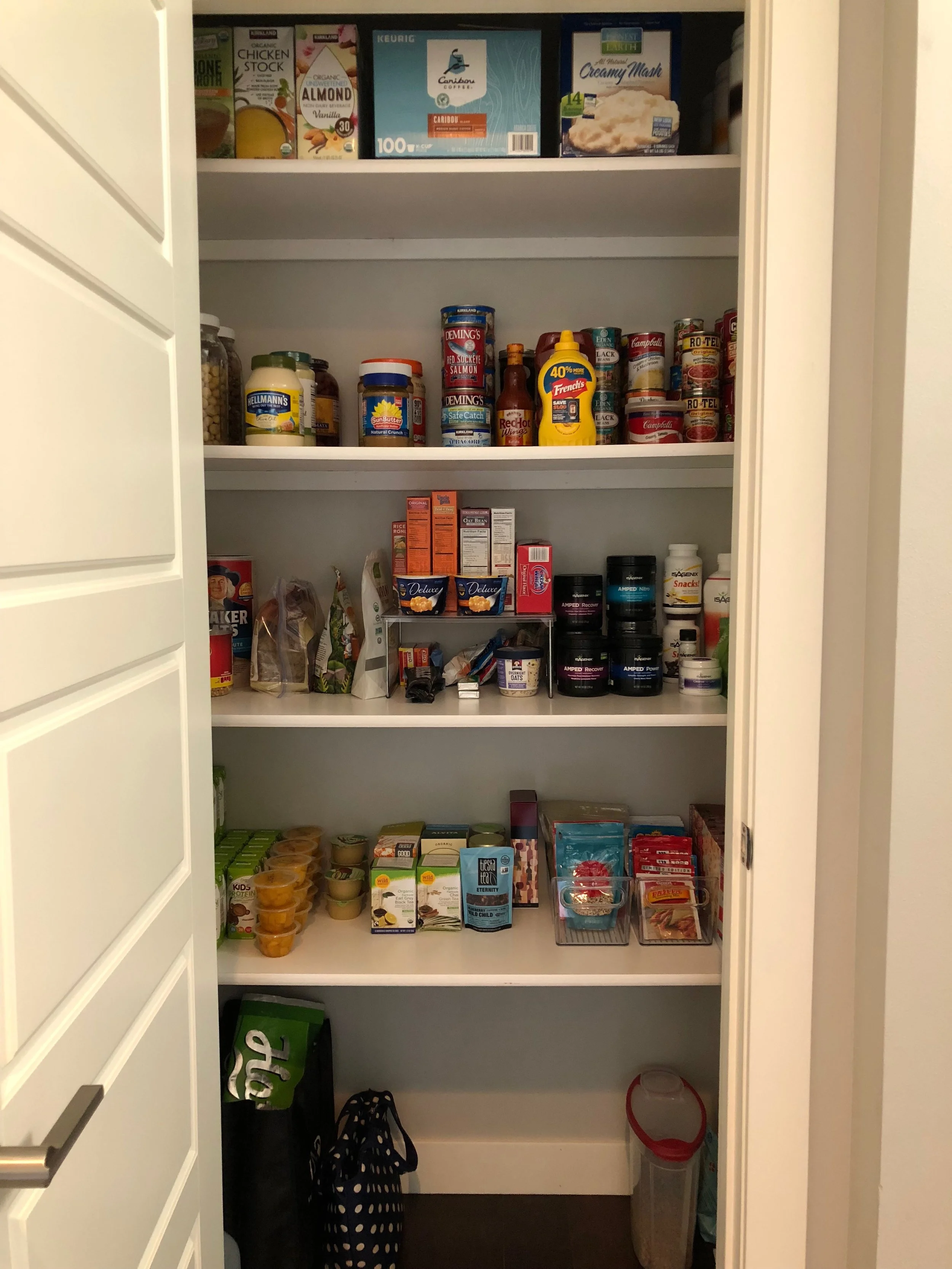 AFTER - An organized pantry makes it easier to see what you all have. This prevents you from buying doubles!
