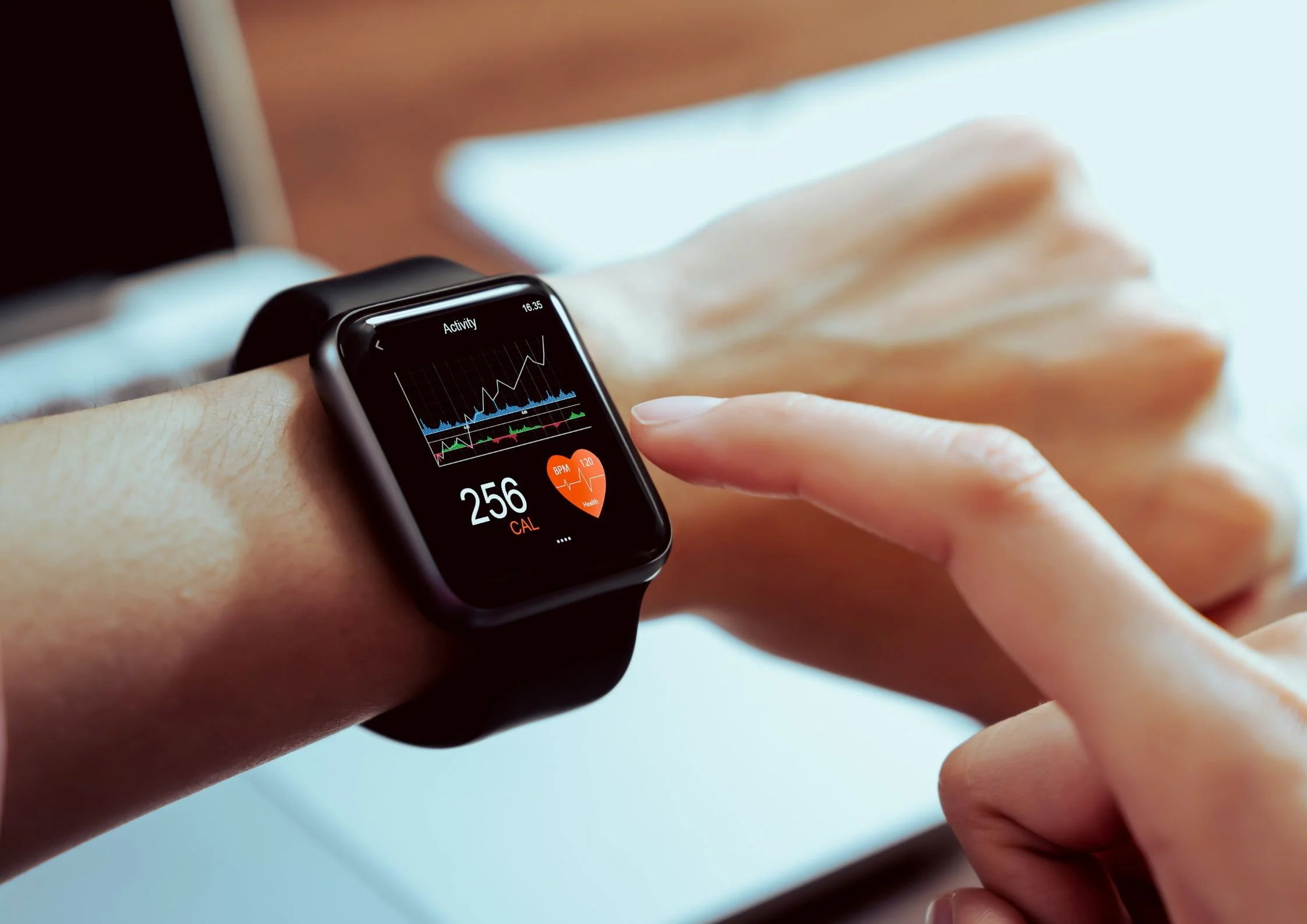 Smart watch on a wrist