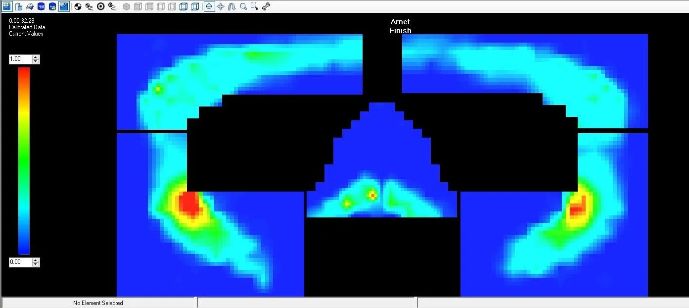 Pressure mapping captures the full interface between product and user, revealing pressure concentrations, gradients and contact area that single-point measurements cannot detect.