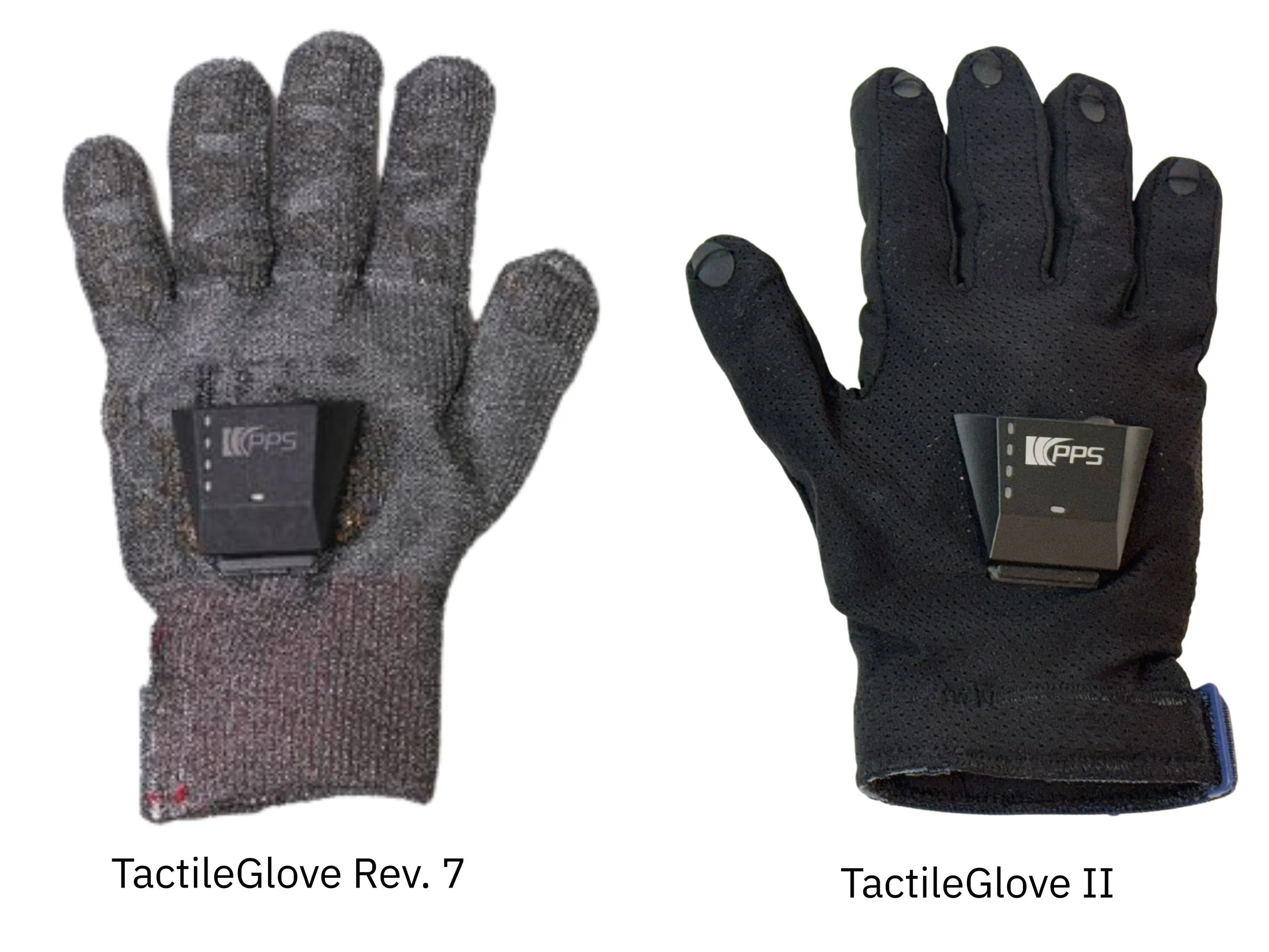 Visual comparison of TactileGlove Rev 7 and TactileGlove II
