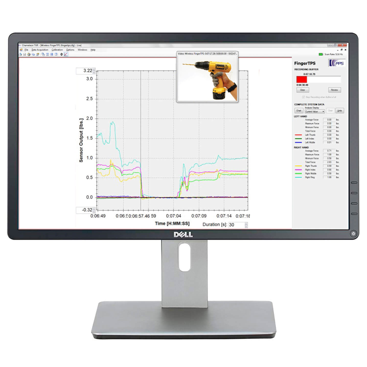 Finger TPS II Sensor System Graphic Display in Chameleon Software