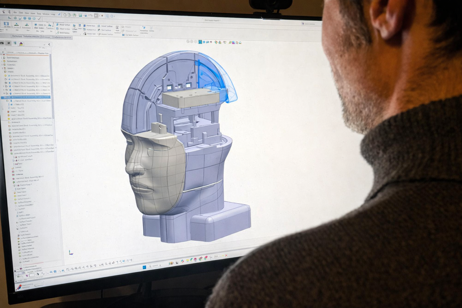 Senior Design Engineer Rob Matthews modifying the internal structure of the TactileHead
