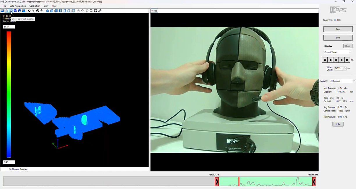 PPS Chameleon 2026 displaying readings from TactileHead