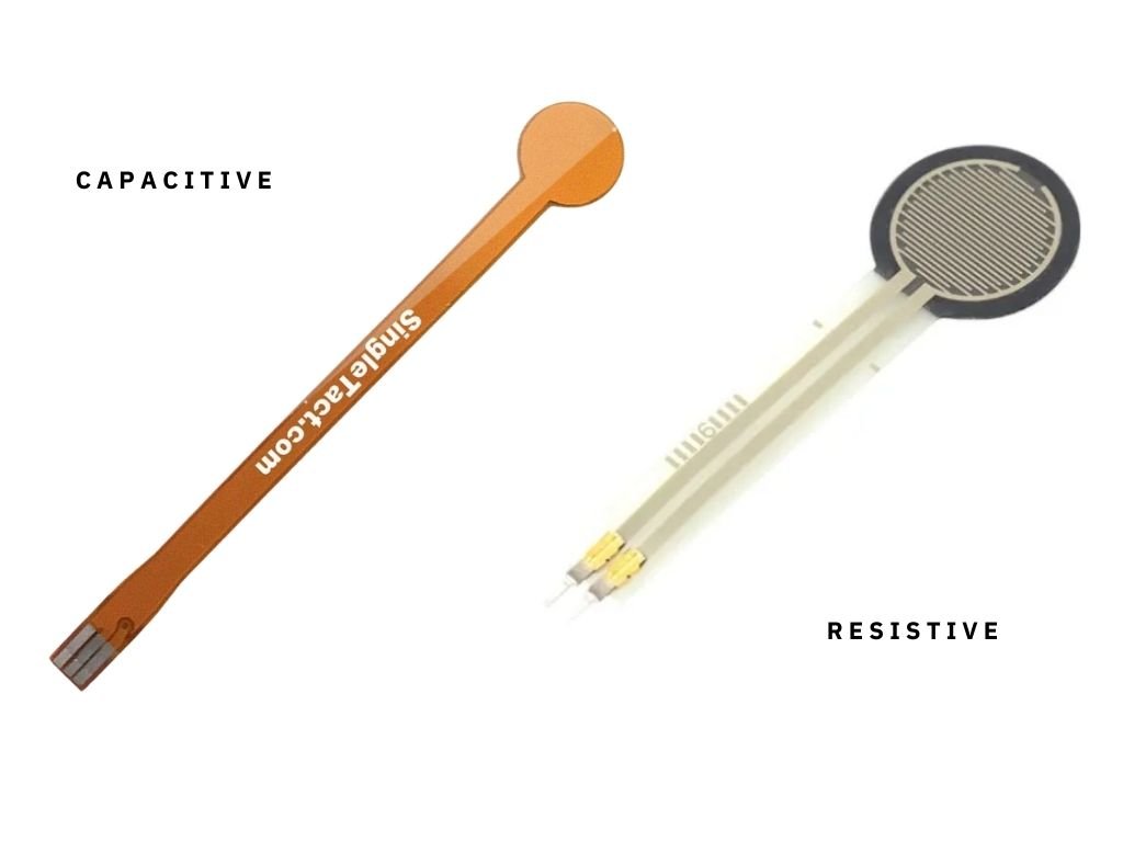 Sensor types side by side - capacitive SingleTact & Resistive Sparkfun
