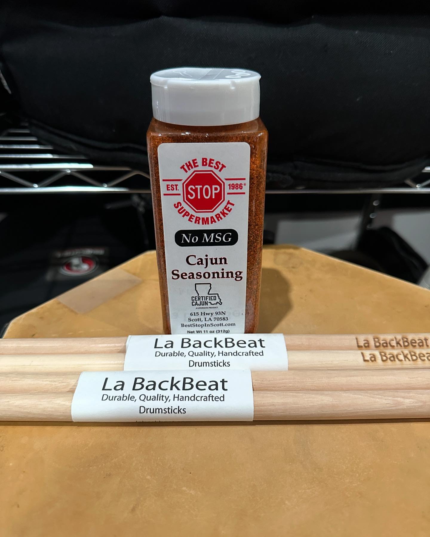 I swear, something magical exists down in Lafayette, Louisiana. My favorite drumsticks &amp; Cajun seasoning are made about 10 miles away from each other. Thanks Frank for hooking me up! We were running dangerously low on spice, #dune2electricboogalo