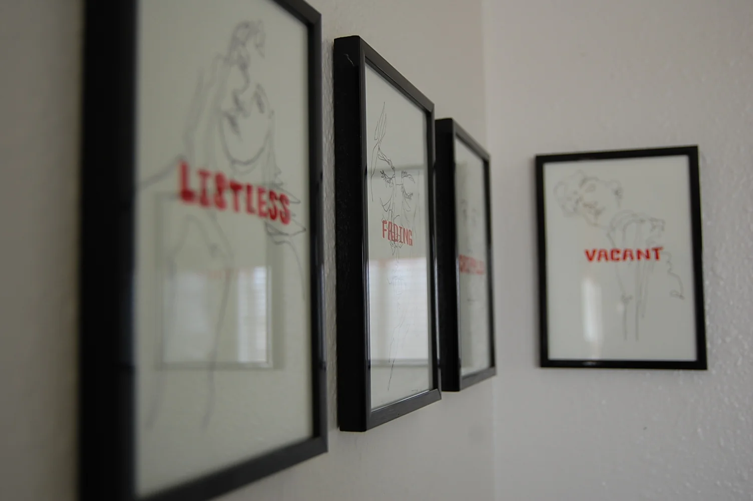  Black and red pen on paper, available for individual sale or sale as complete series 