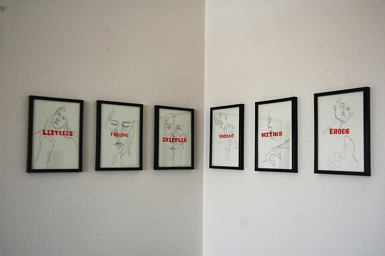  Black and red pen on paper, available for individual sale or sale as complete series 