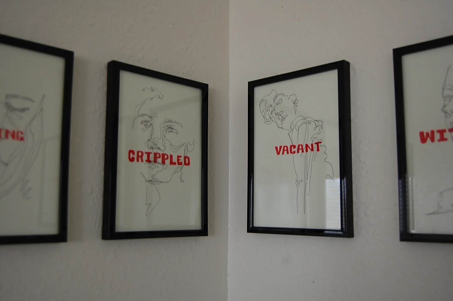  Black and red pen on paper, available for individual sale or sale as complete series 