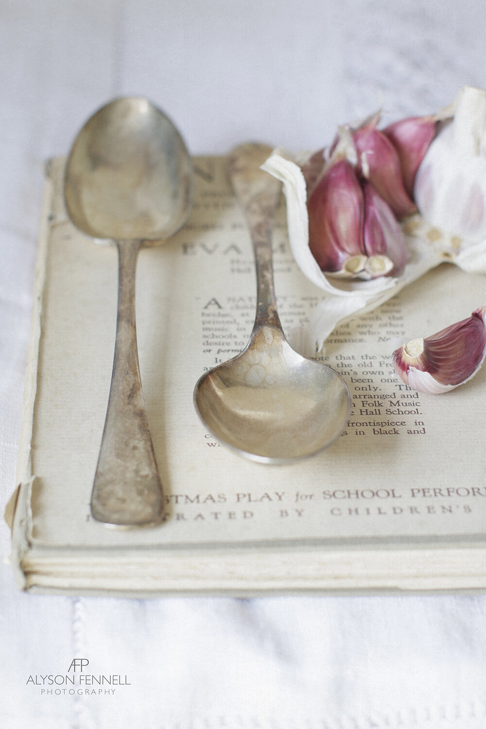 Antique Silver Spoons and Garlic