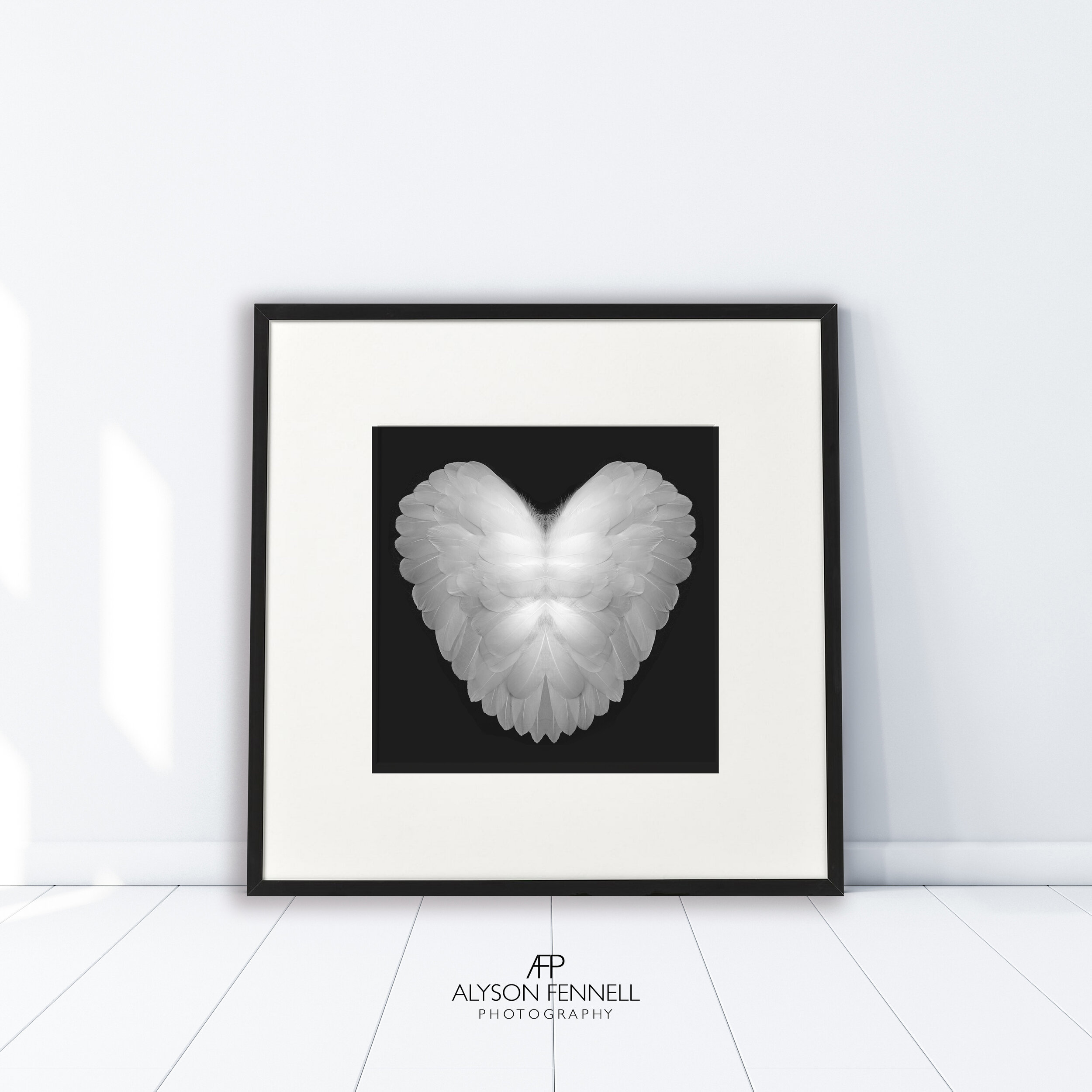 White Angel Feather Heart