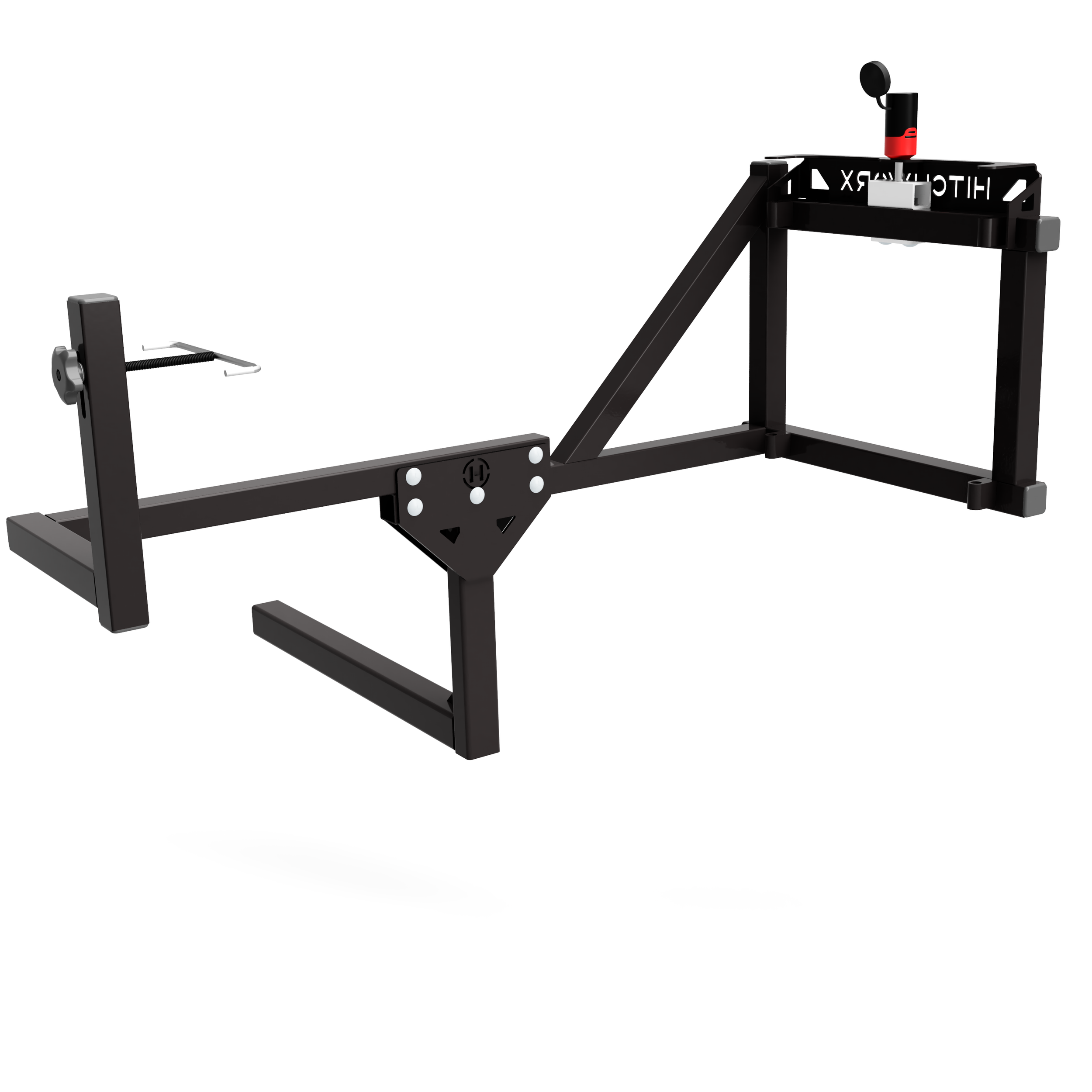 The rack in a garage setting on its casters, showing it’s not just for the road.