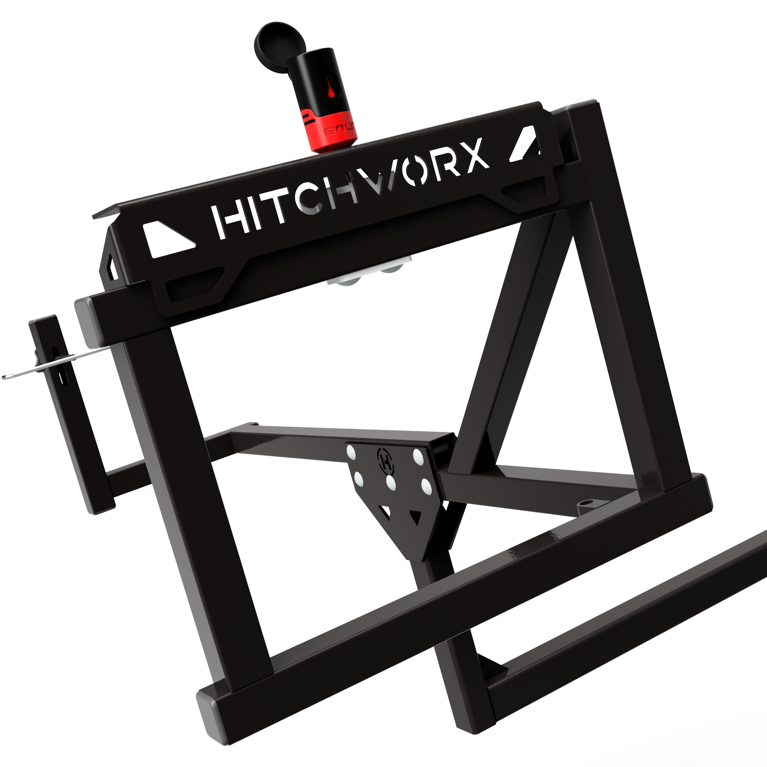 Jeep Gladiator JT door storage solution: Hitchworx Freedom Rack mobile carrier with hitch mounted receiver compatibility.