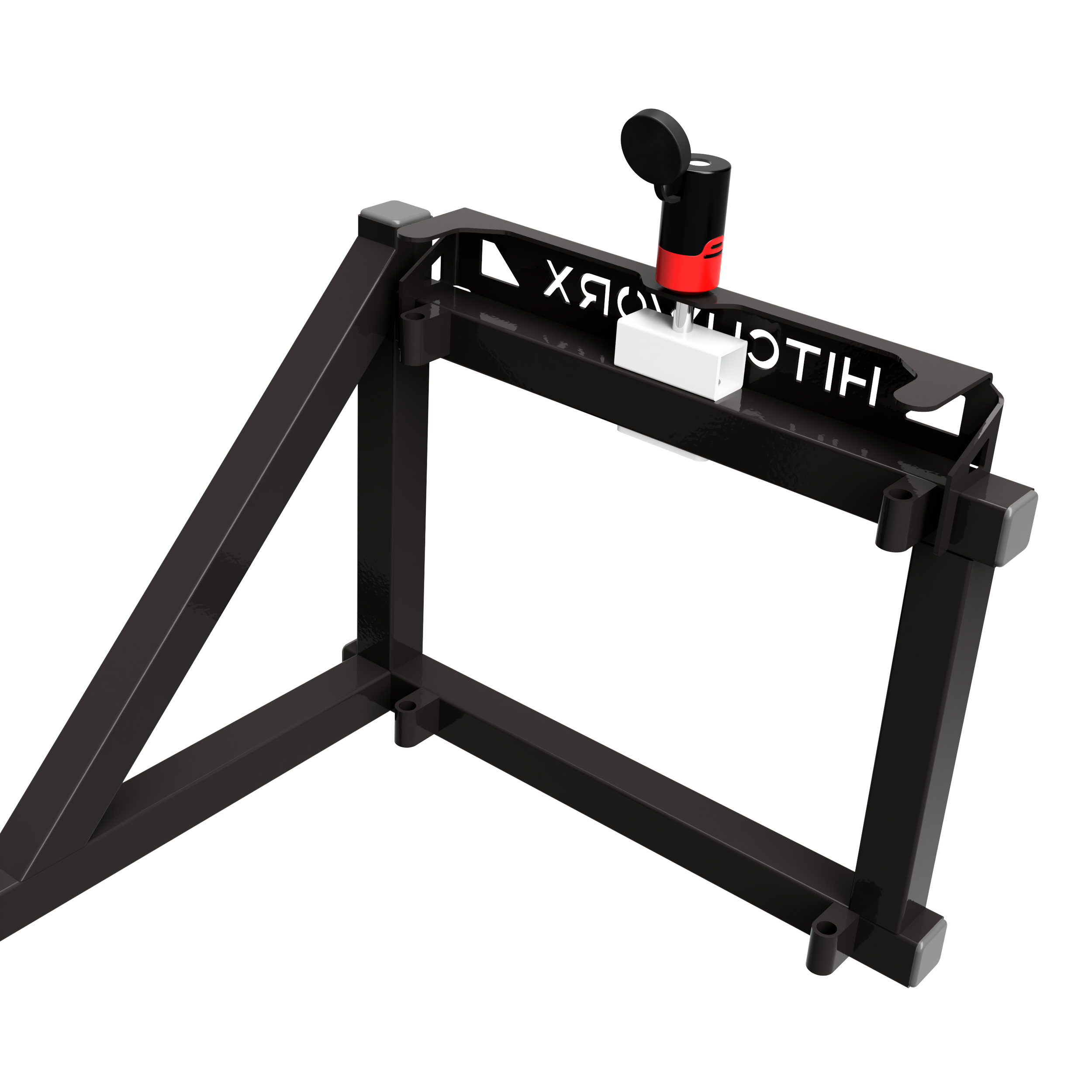 Hitch mounted receiver door carrier for Jeep Wrangler JL installed for secure door transport and storage.