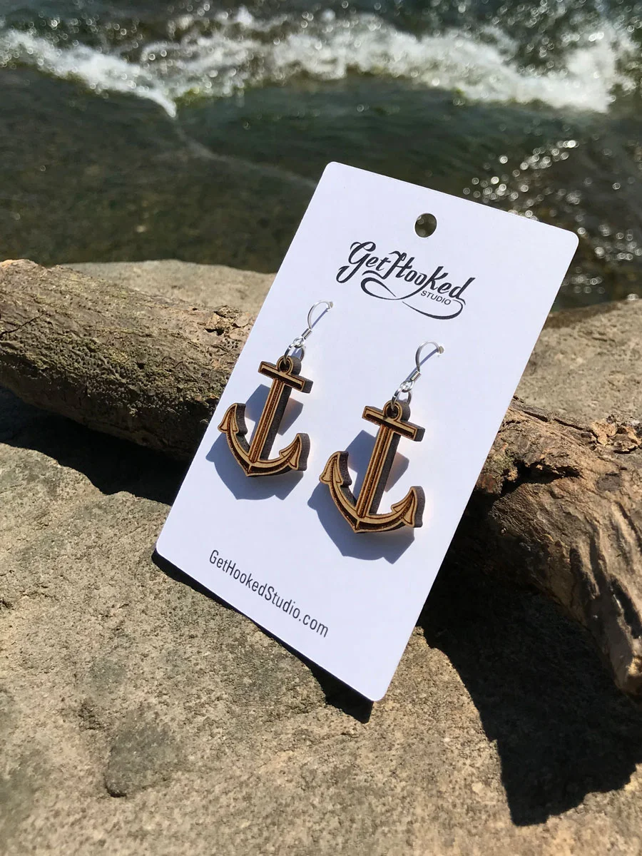 Anchor Earrings - Maple