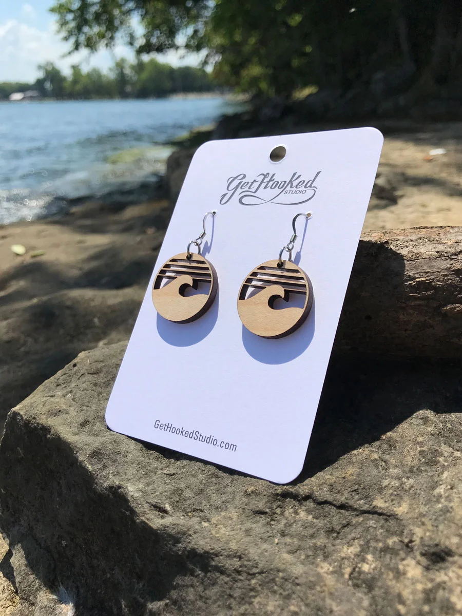 Wave with Sunset Earrings - Maple