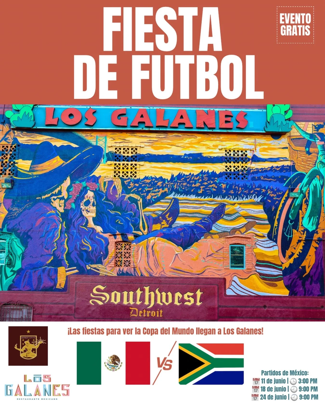 &iexcl;Las fiestas para ver la Copa del Mundo llegan a Los Galanes! 🇲🇽⚽

Mantente al pendiente para m&aacute;s detalles sobre c&oacute;mo reservar tu lugar.

Partidos de M&eacute;xico:
📅 11 de junio | 🕒 3:00 PM
📅 18 de junio | 🕘 9:00 PM
📅 24 d