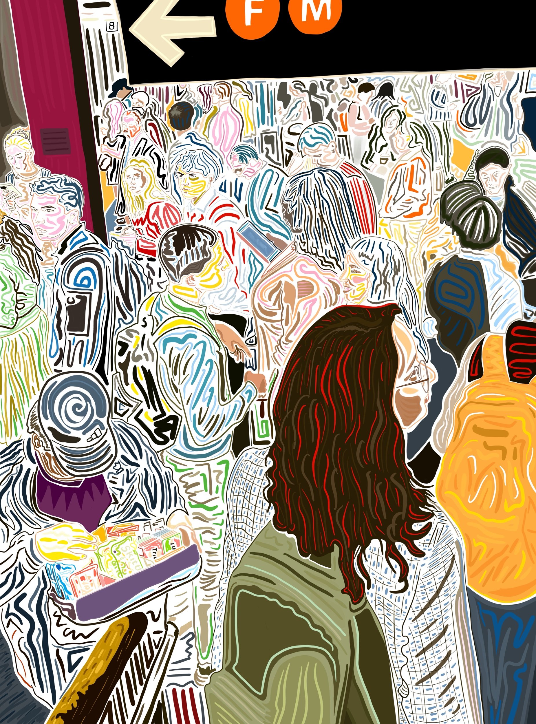 Subway commuters at rush hour