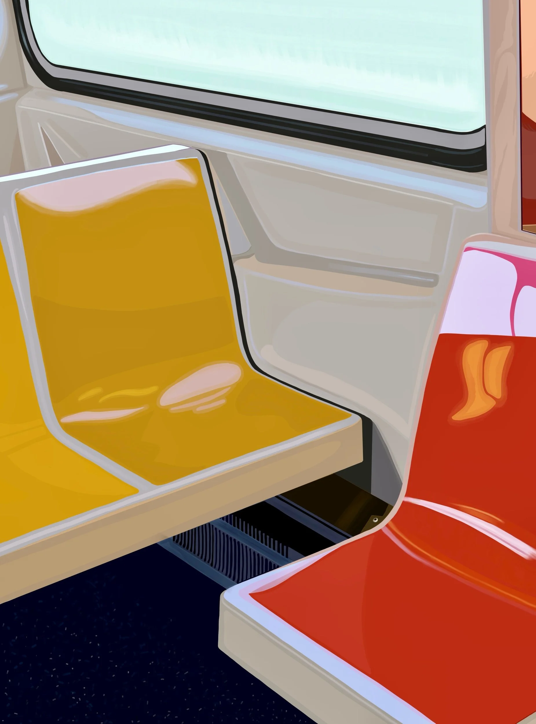 Calassic Yellow and Orange Subway Seats