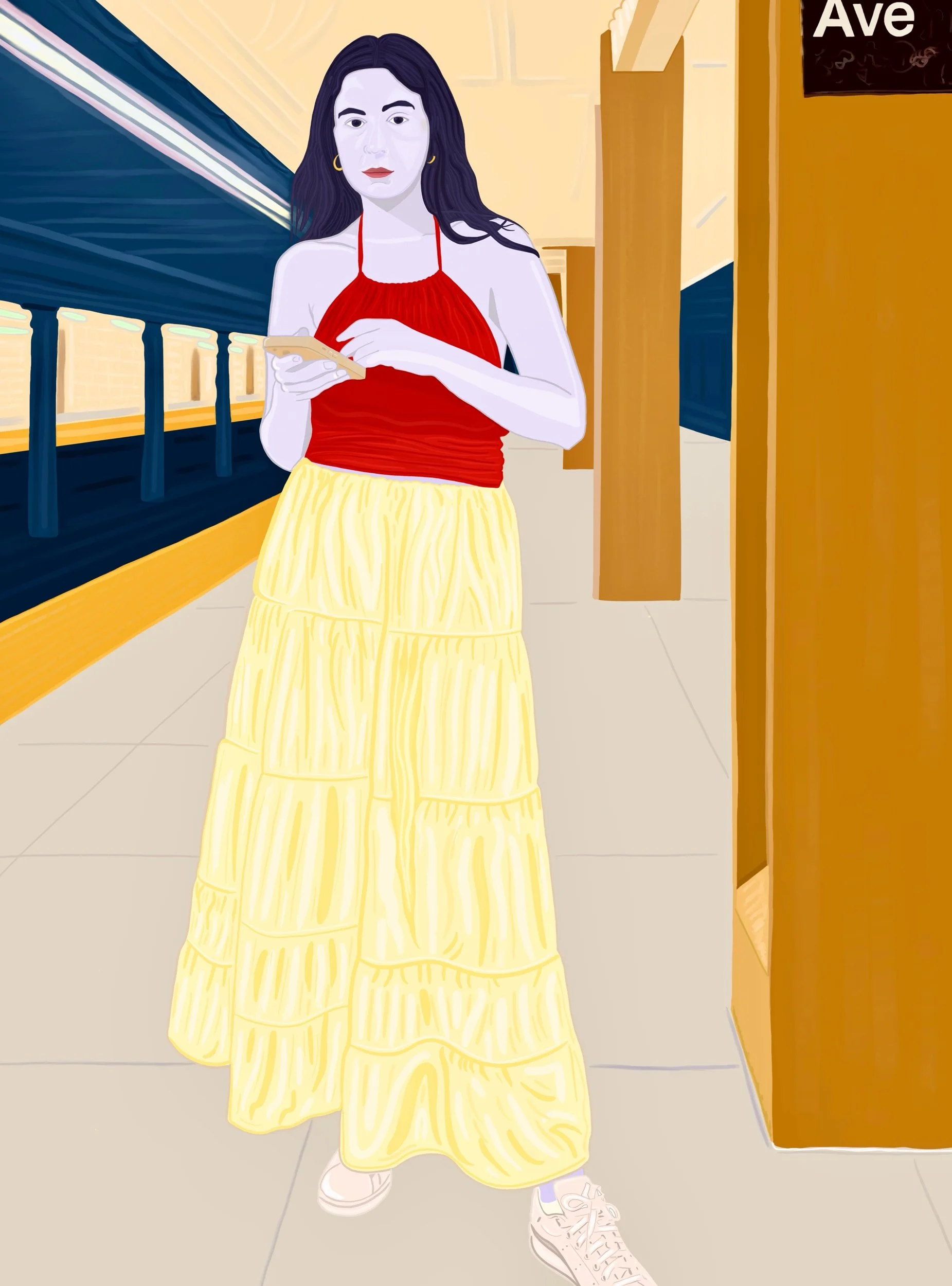 Young Woman In subway station, Brooklyn, New York 