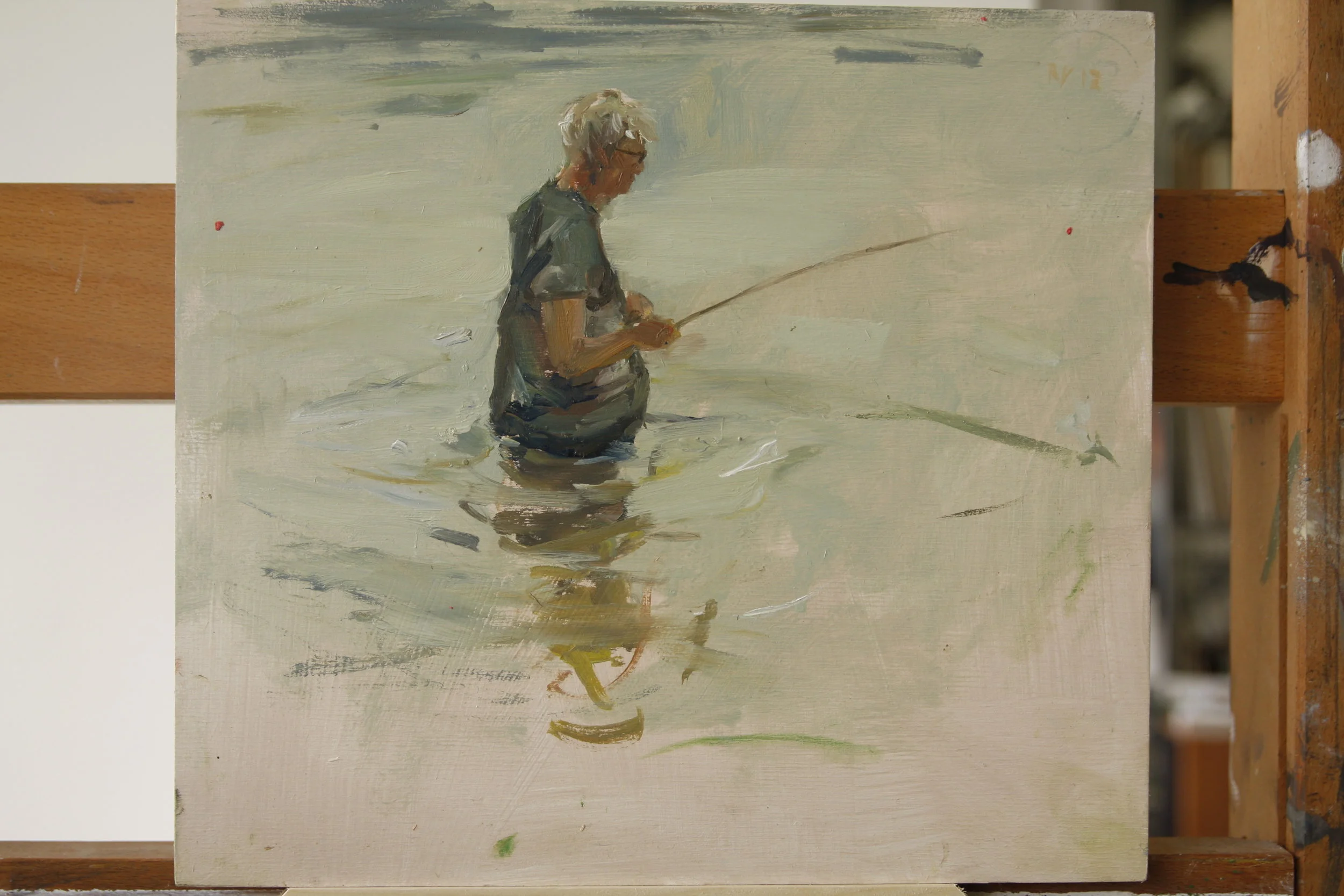 visser, 30x30, olie op paneel, verkocht