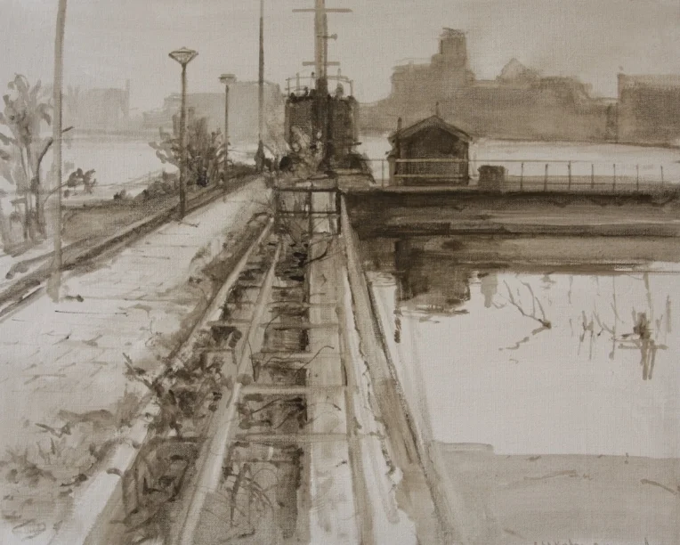  Droogdok, 40x50, olie op doek