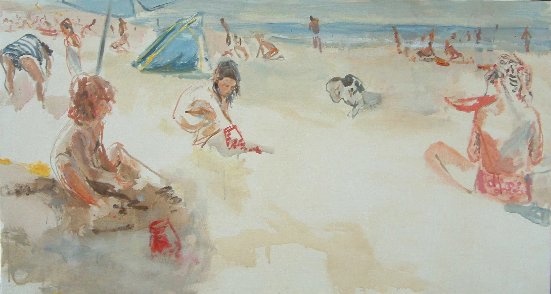 Strand met Dorus, olie op doek, 60x90, verkocht