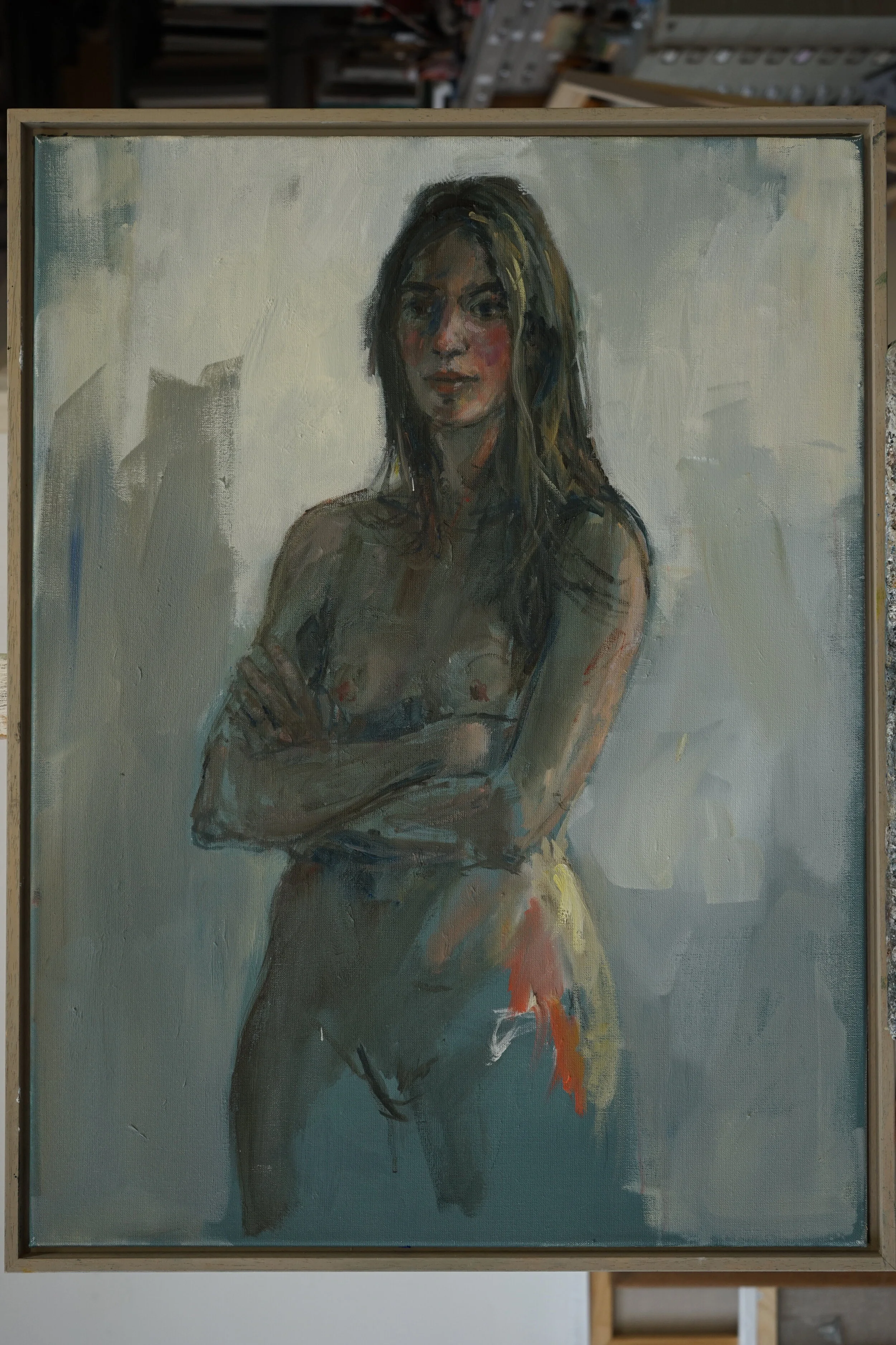 model 60x80 olieverf op doek, 3200,-