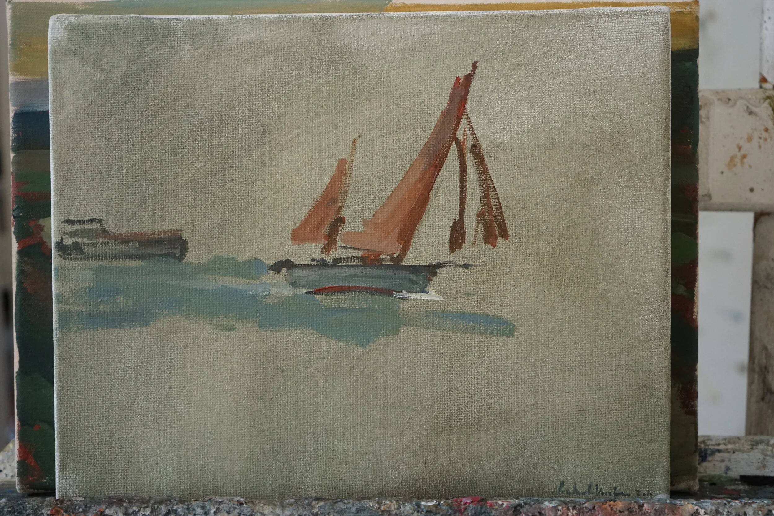 Scheepje, olieverf op doek, verkocht 