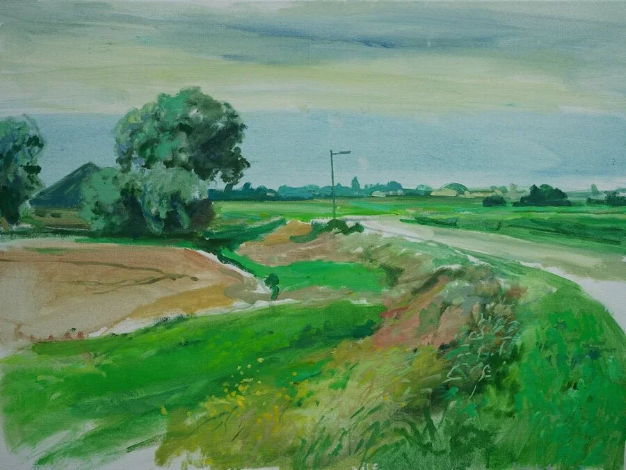 landschap met bocht, 60x80, olieverf op doek, 2950,-