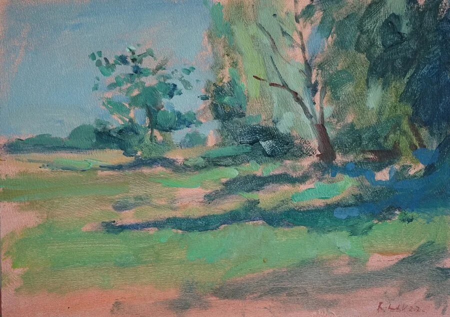 Heide, olieverf op paneel, 20x25, 950,-