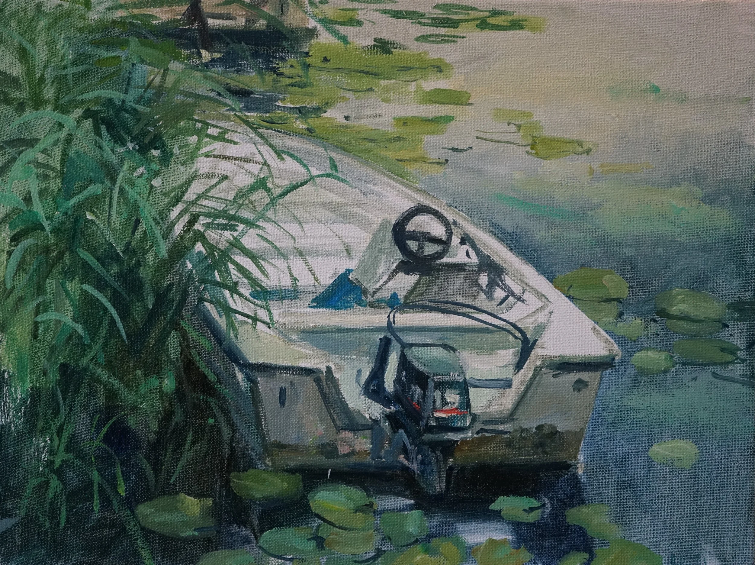 Bootje van Mark, 30x40, olieverf op doek, 2021