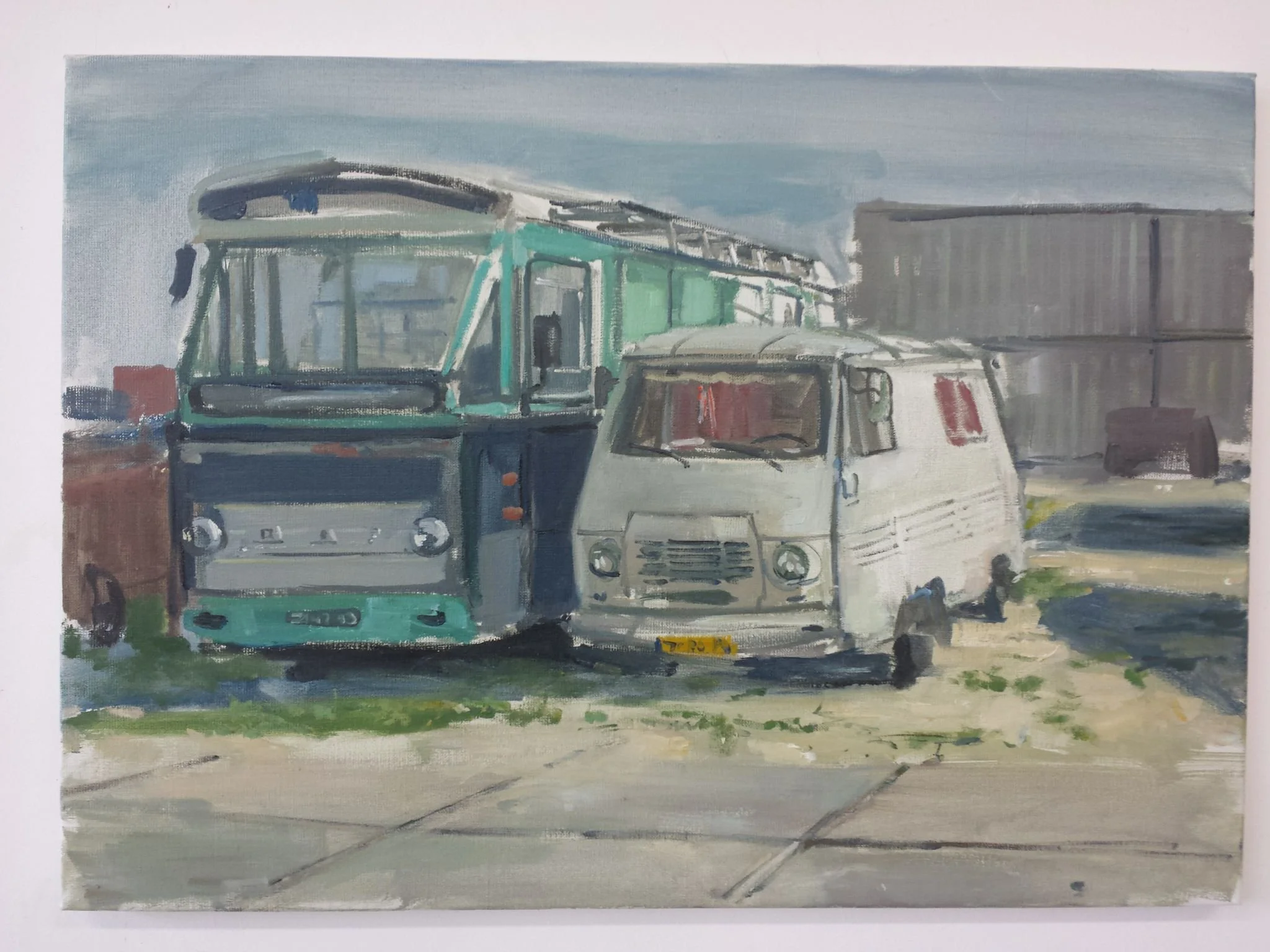 Mr en mevr bus, 50/70, olieverf op doek. 2500,-