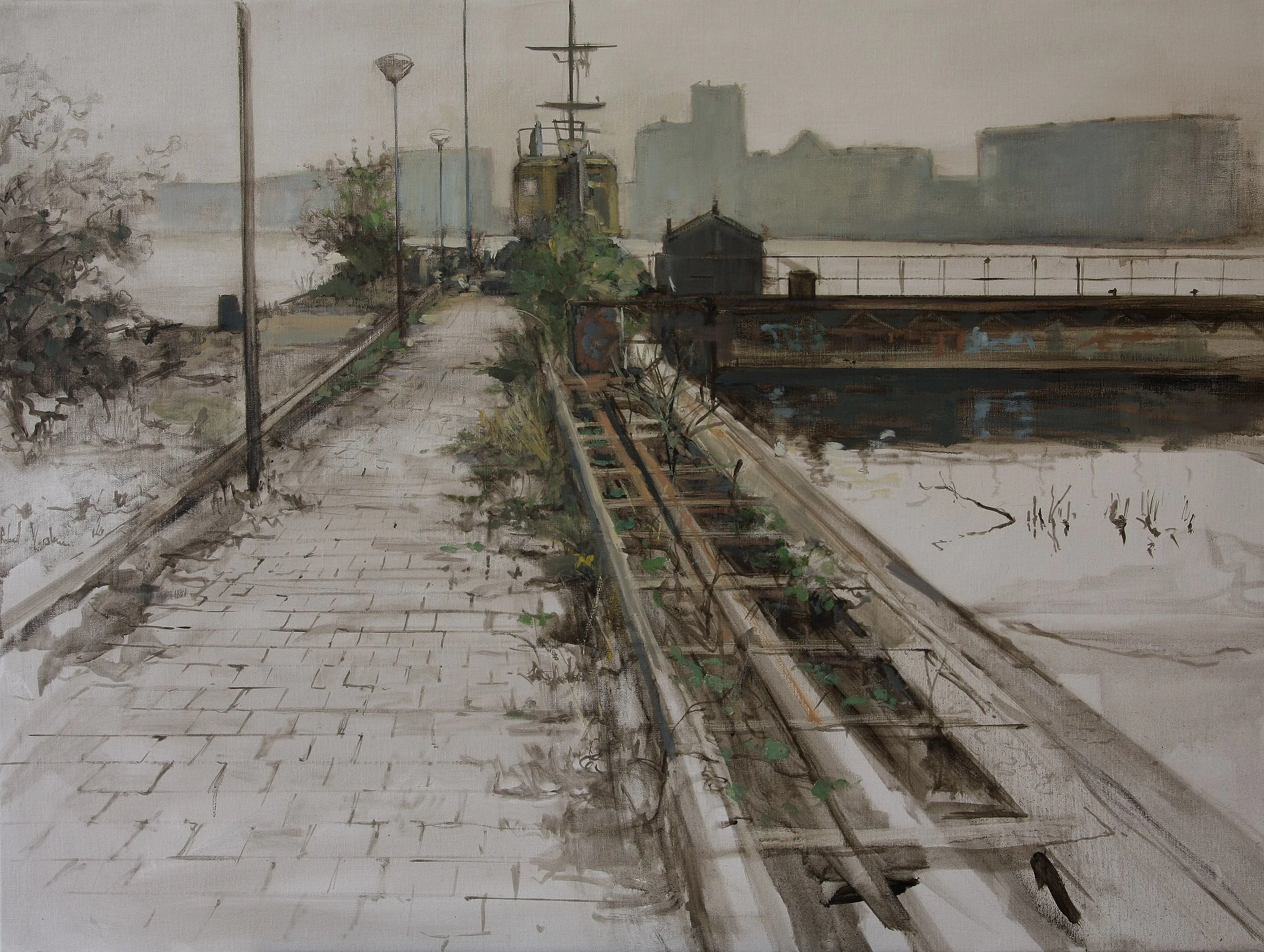Droogdok, 90x120, olie op doek