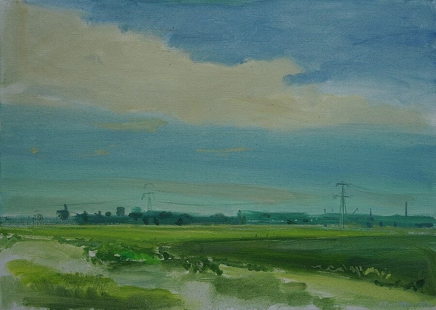 Zicht op Amsterdam, olieverf op doek, 50x70, 2950,-