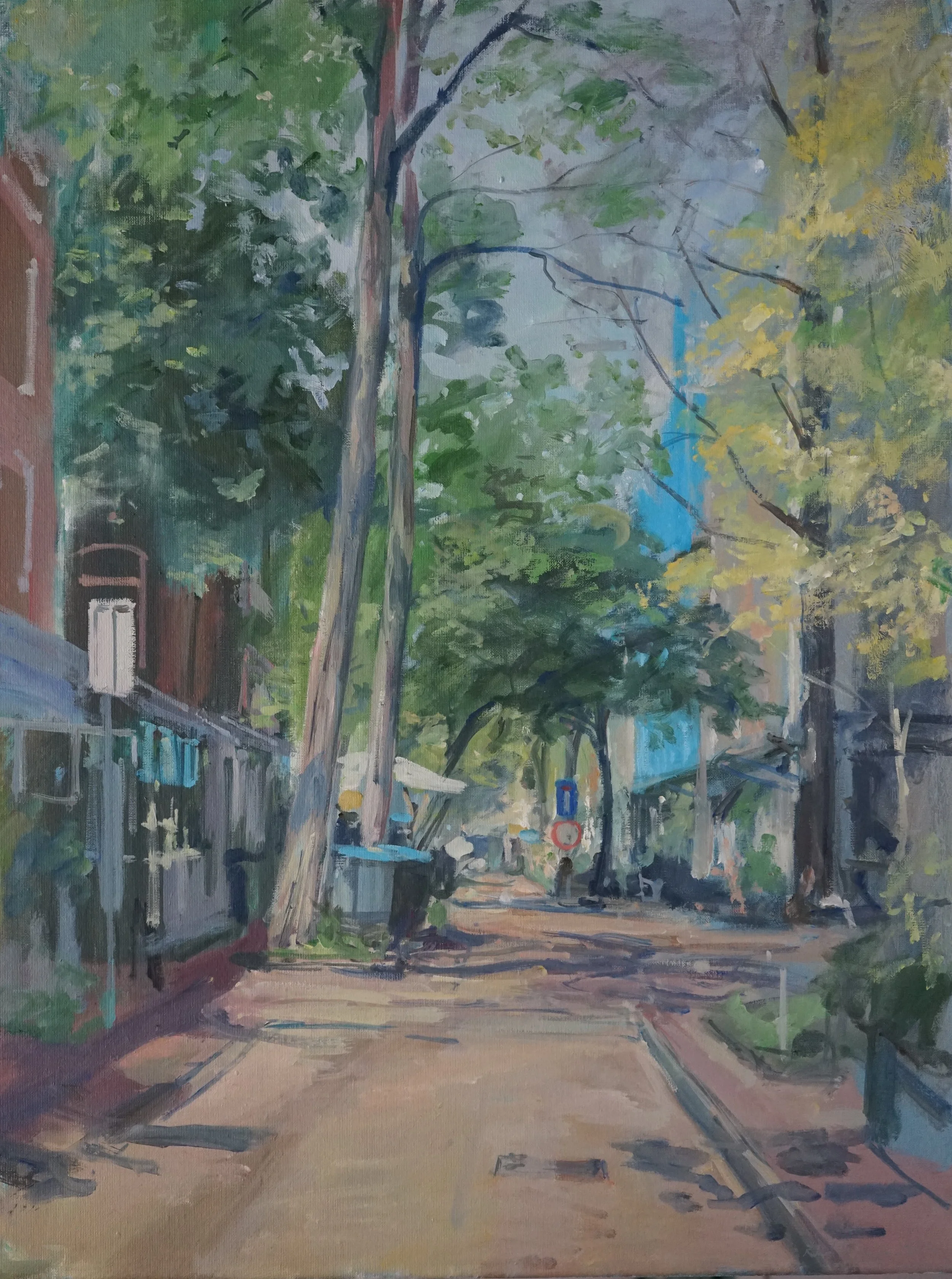 Franshalsstraat 60x80, olieverf op doek, 3750,-