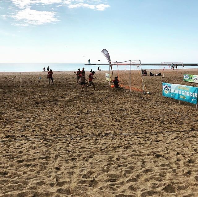 Girls rule the beach today in Waukegan, IL.  Thank you CoHost HOTC.  Boys day kicks off tomorrow at 9AM. #soccerinthesand #beachday